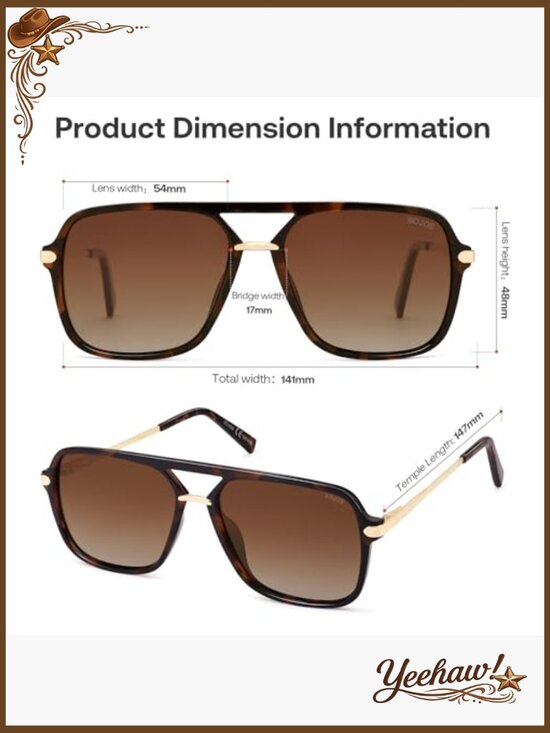 Square Retro Aviator Sunglasses, Polarized UV400 Protection Unisex main image 6